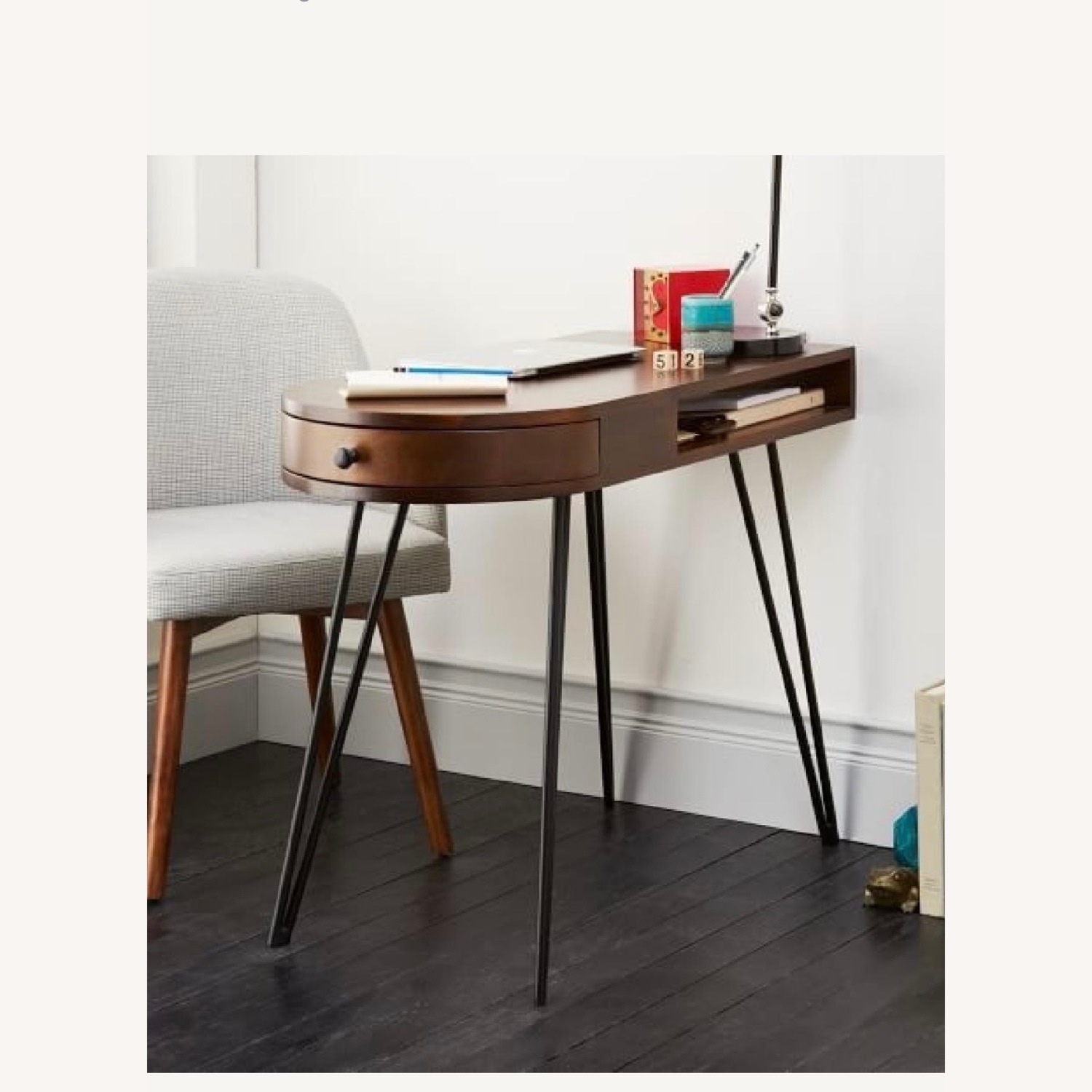 West Elm Dark Brown Pencil Wood Desk - image-1