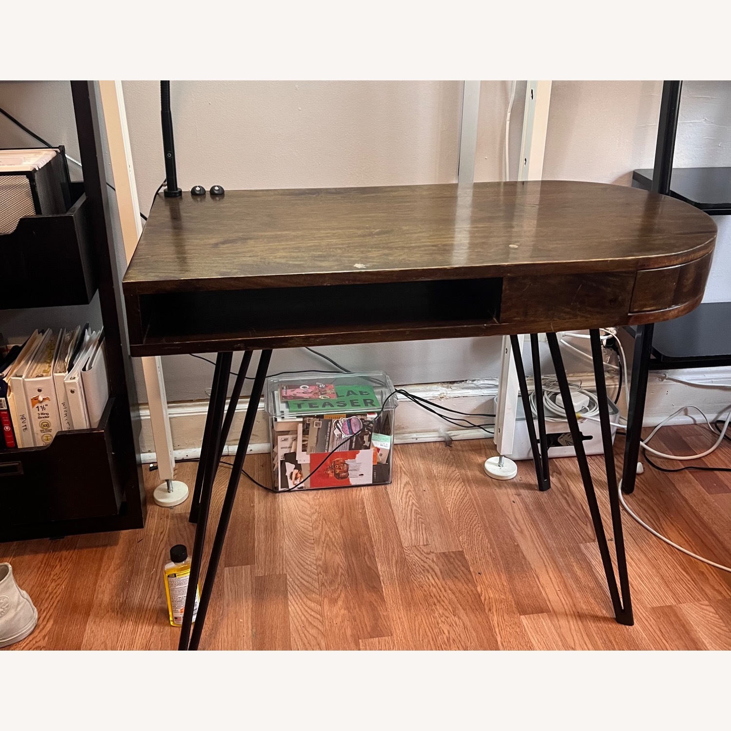 West Elm Dark Brown Pencil Wood Desk - image-3