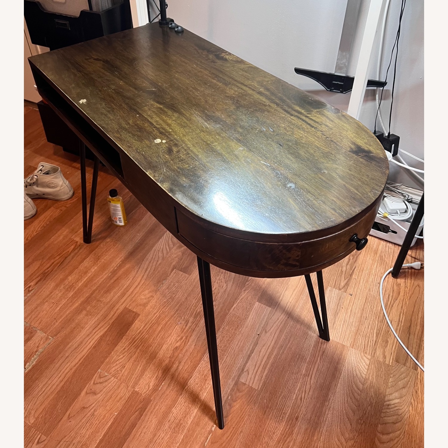 West Elm Dark Brown Pencil Wood Desk - image-2