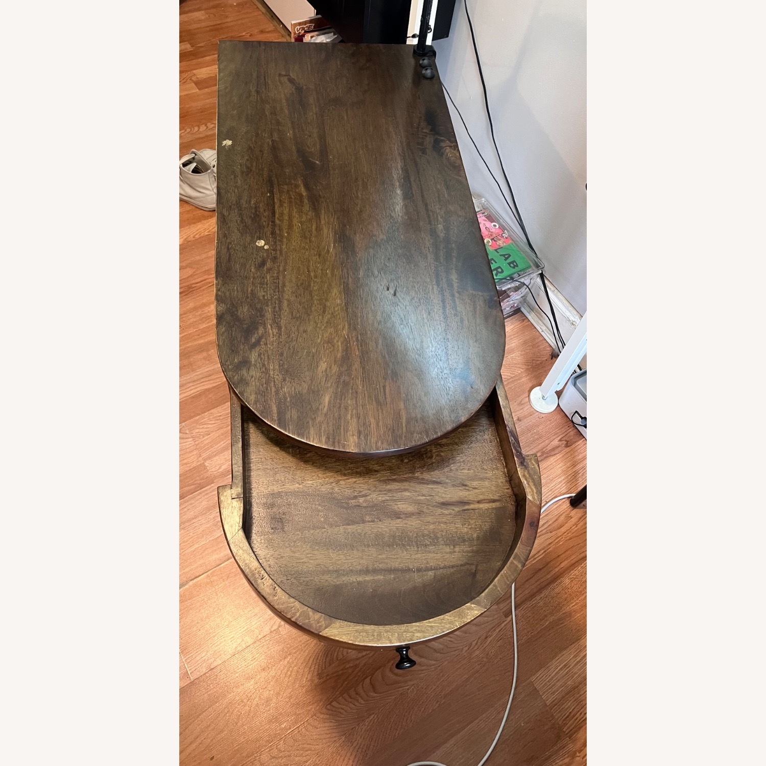 West Elm Dark Brown Pencil Wood Desk - image-5