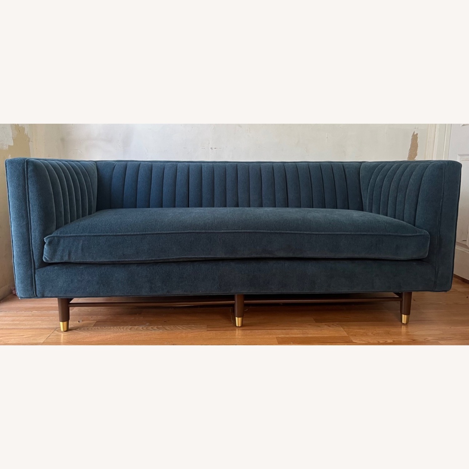 Joybird Channel Tufted Teal Fabric 3+ Seater Sofa - image-1