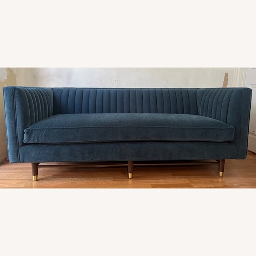 Used Joybird Channel Tufted Teal Fabric 3+ Seater Sofa  for sale on AptDeco