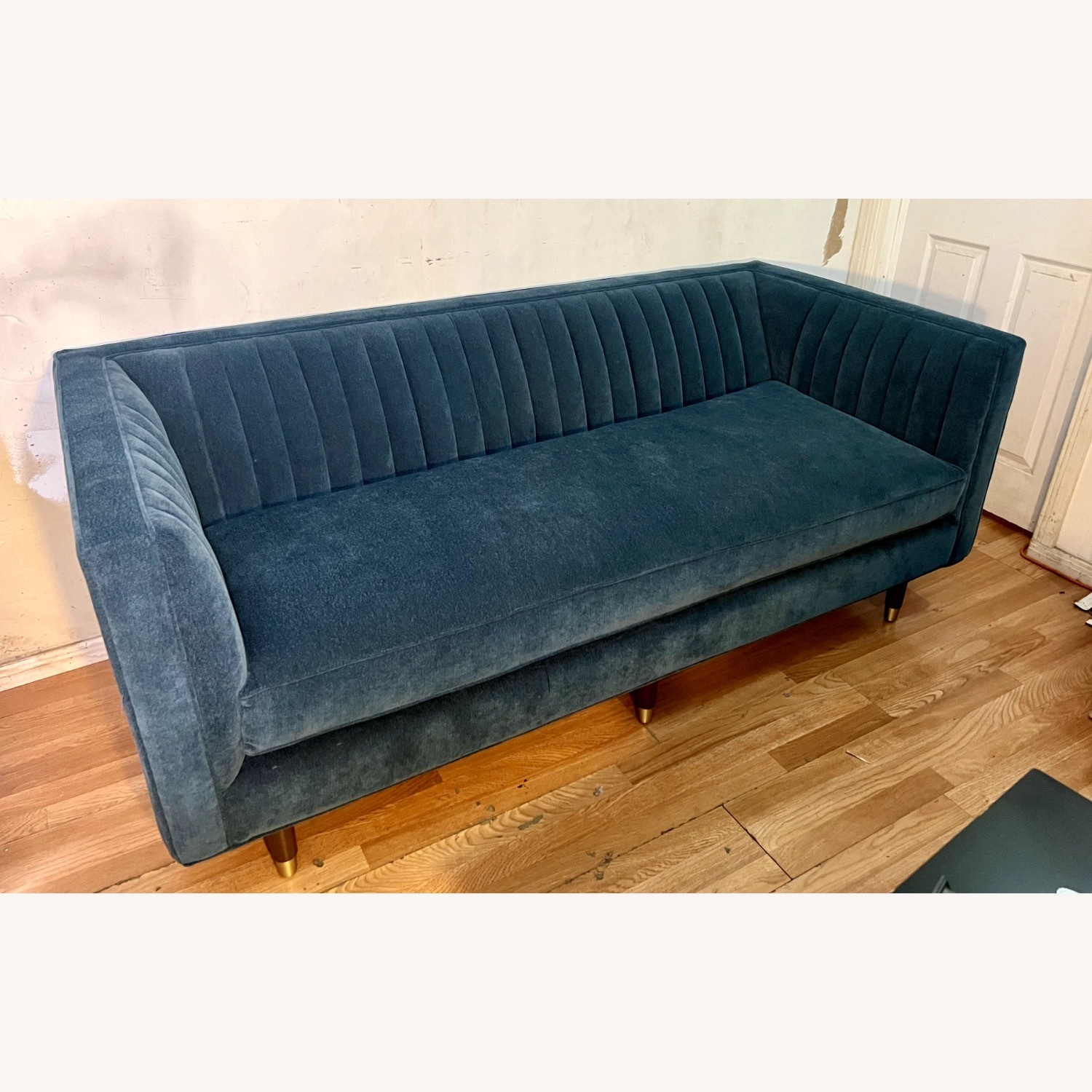 Joybird Channel Tufted Teal Fabric 3+ Seater Sofa - image-2