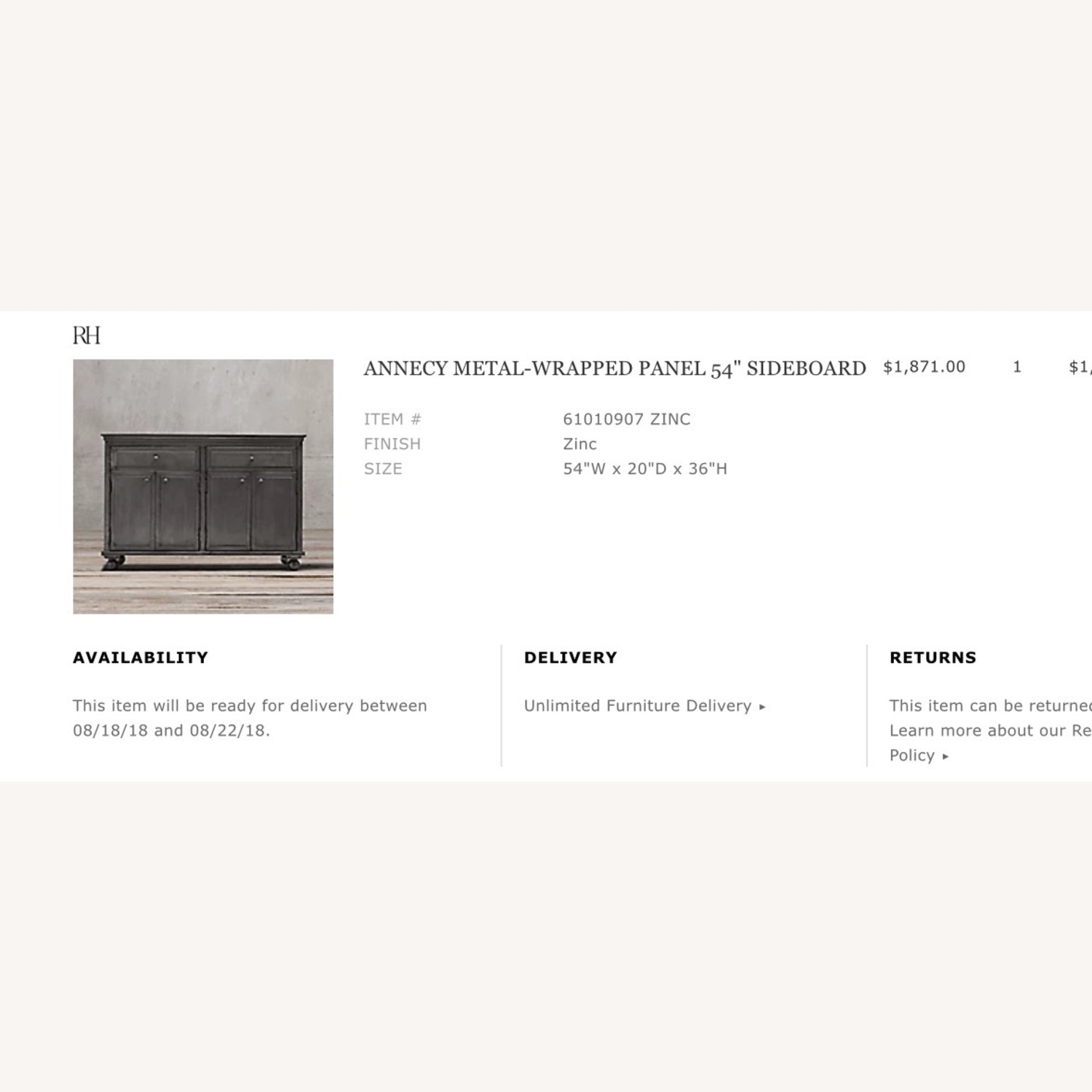 Restoration Hardware Annecy Metal Sideboard - image-2