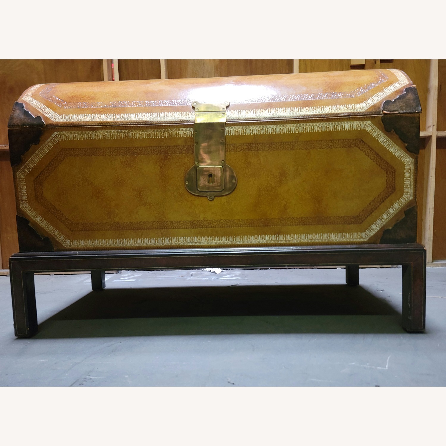 Maitland-Smith Light Brown Leather Chest - image-1