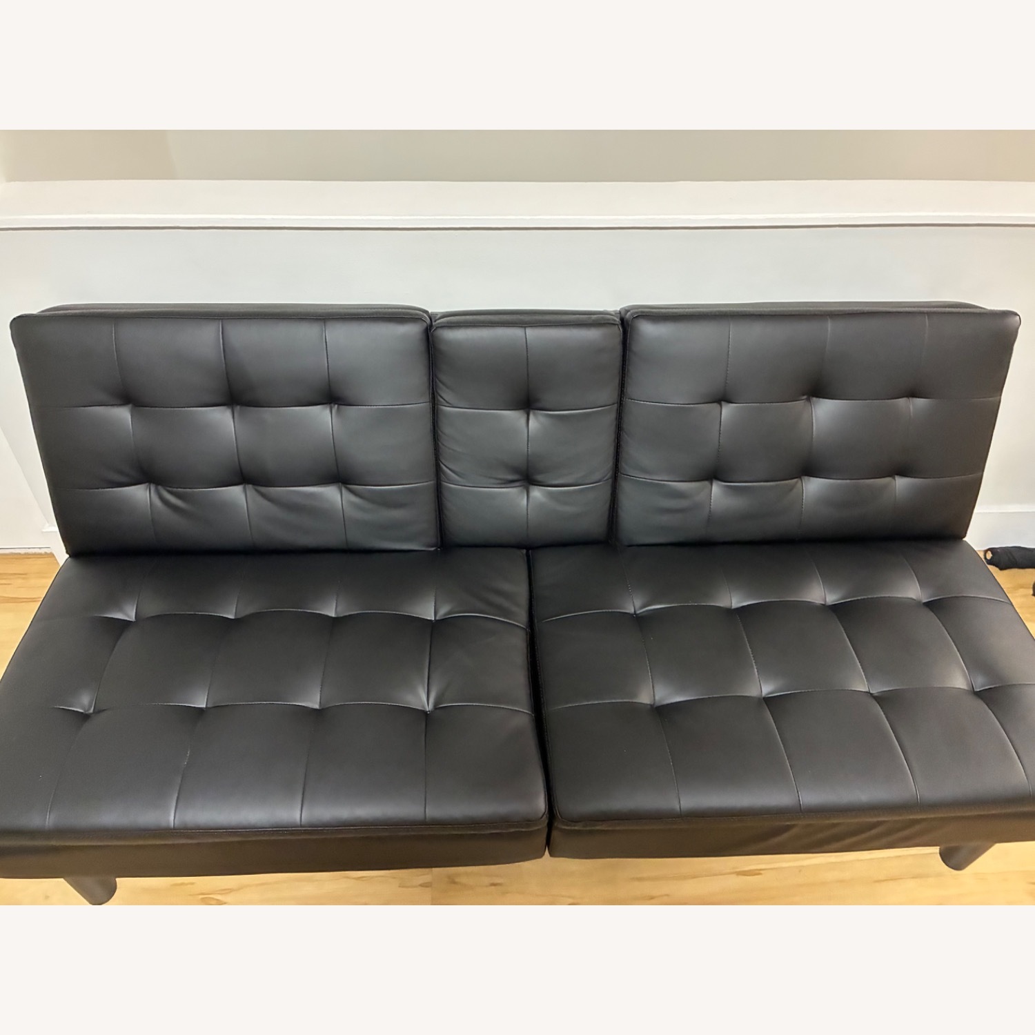 Walmart Black Faux Leather Futon - image-4