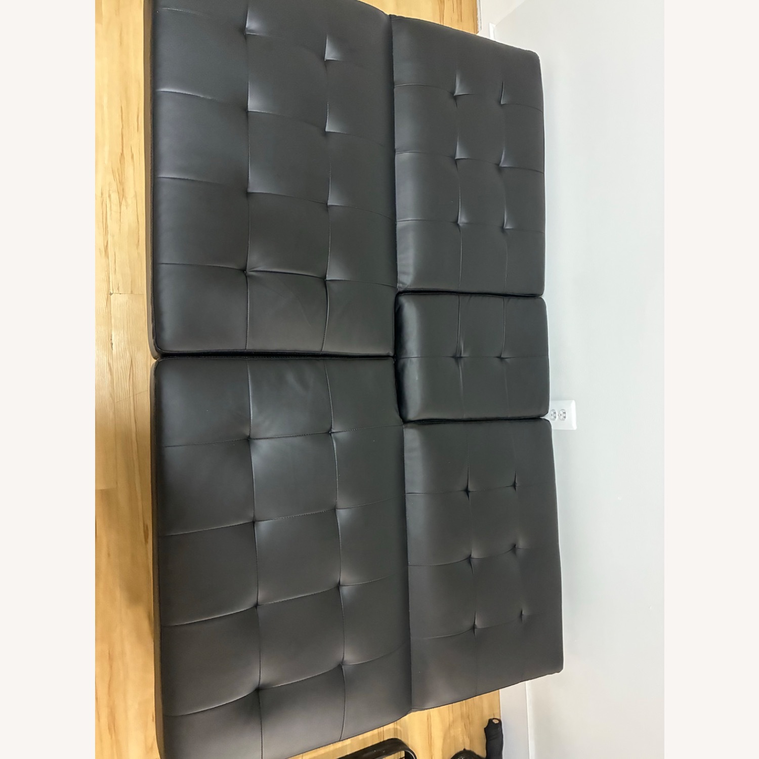 Walmart Black Faux Leather Futon - image-2