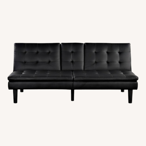 Used Walmart Black Faux Leather Futon for sale on AptDeco