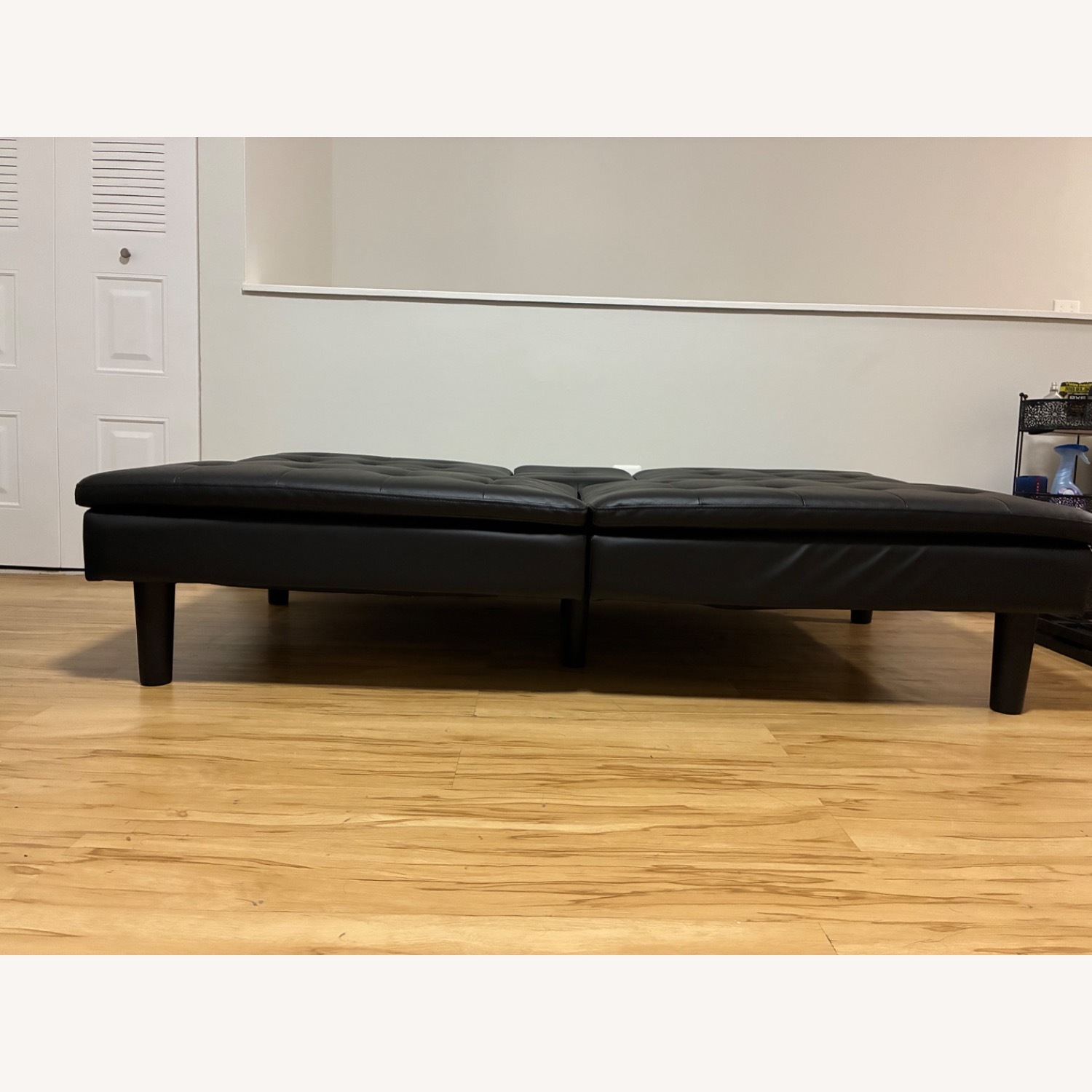 Walmart Black Faux Leather Futon - image-3