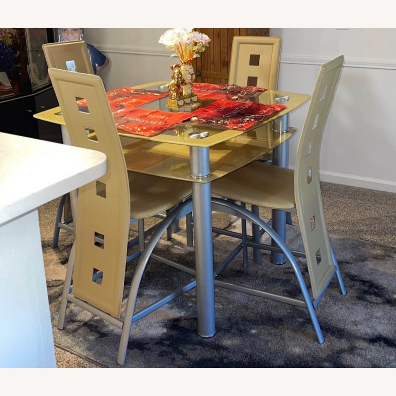 Modern Glass Dining Table Set  - image-3