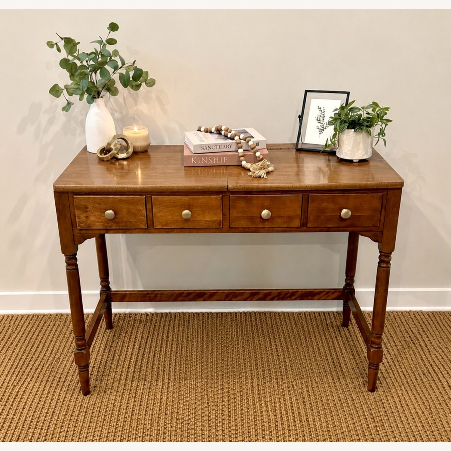 Solid Wood Ethan Allen Hidden Bar/Entry Console - image-2