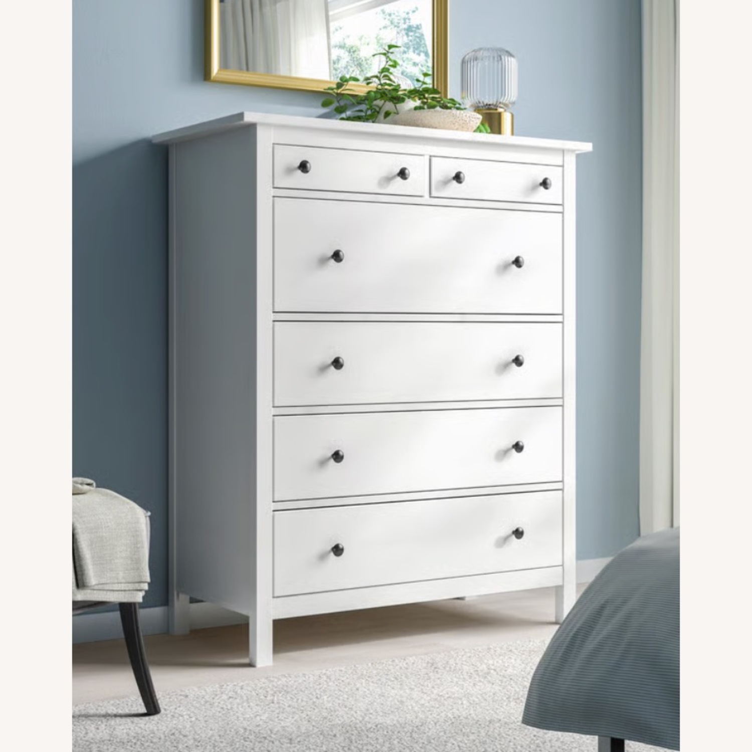 IKEA HEMNES 6 Drawer Dresser, White Stain - image-2