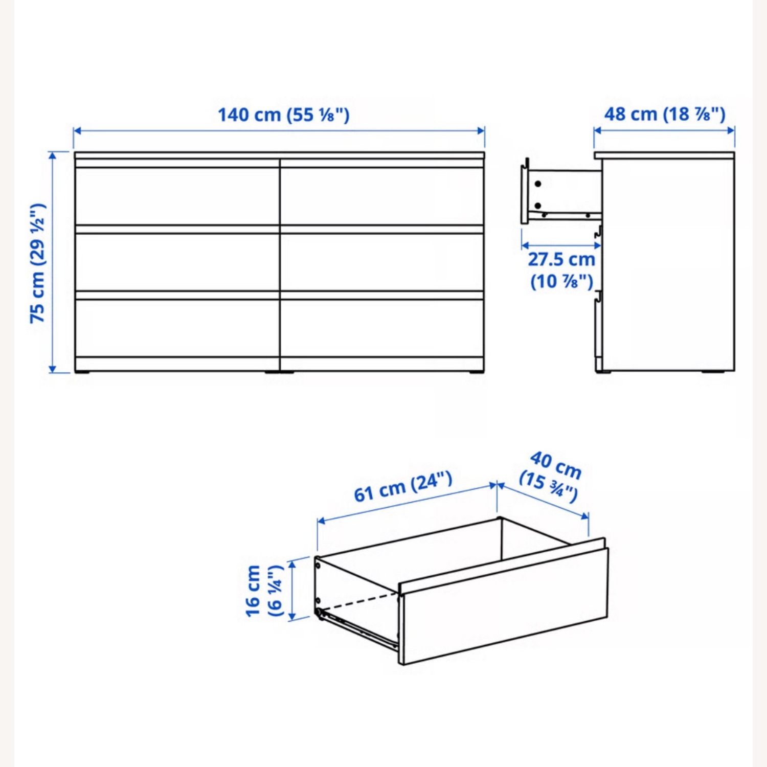 IKEA STORKLINTA 6-Drawer Dresser, White - image-3
