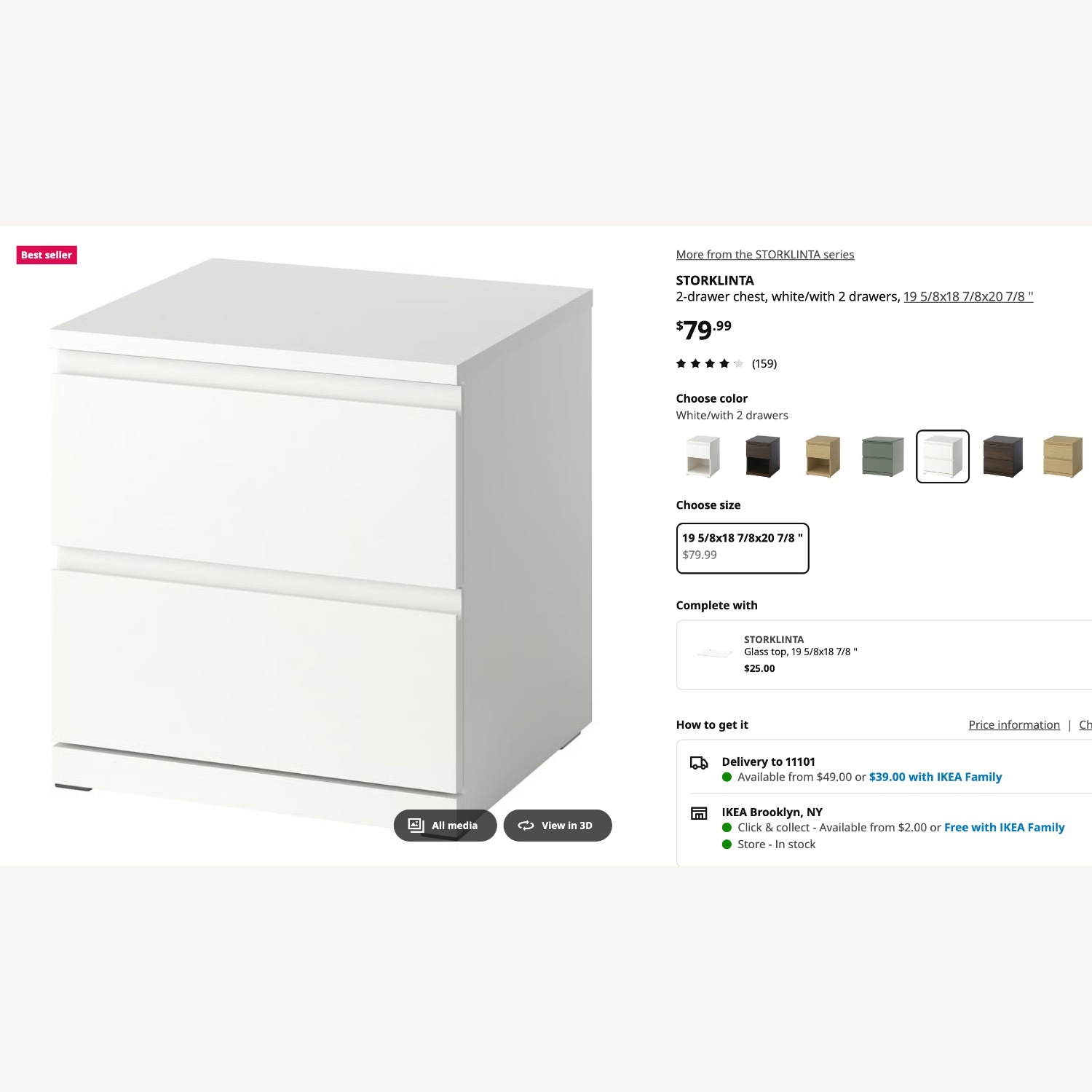 IKEA STORKLINTA 2-Drawer Chest, White - image-2