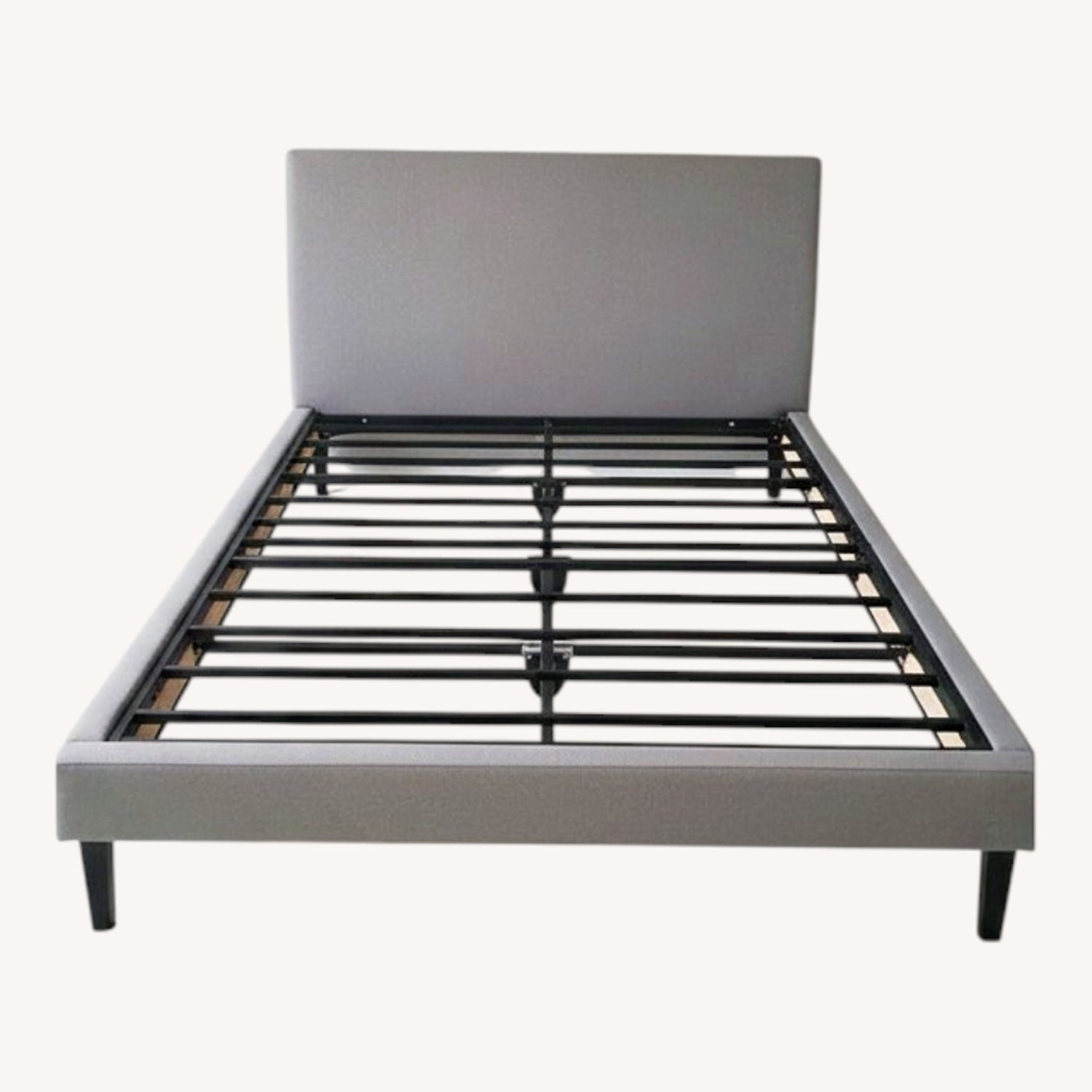 Dark Gray Fabric Queen Bed - image-0