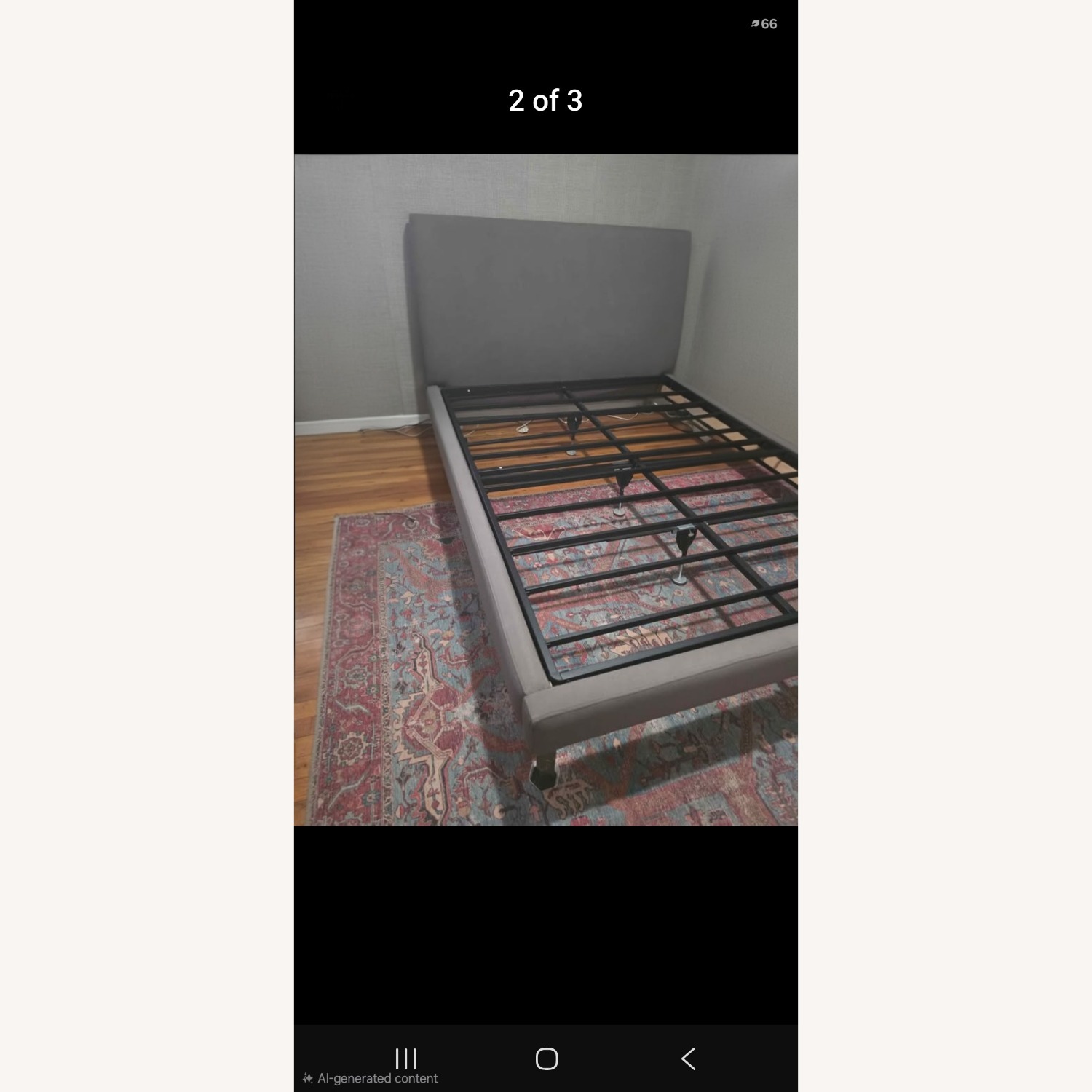 Dark Gray Fabric Queen Bed - image-3