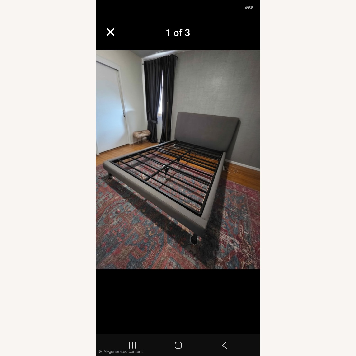 Dark Gray Fabric Queen Bed - image-2