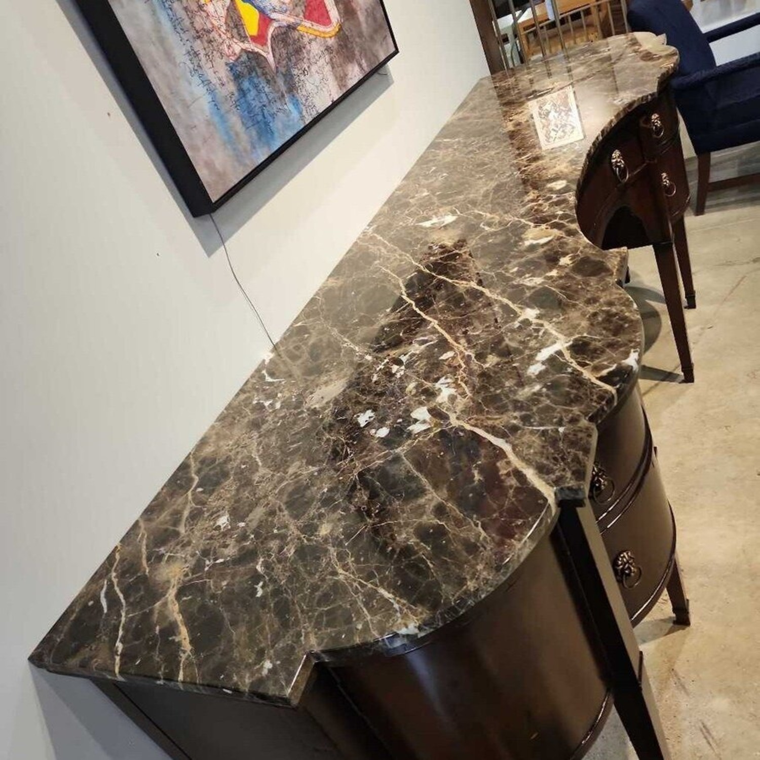 Traditional Marble Top Serpentine 5-Drawer Buffet - image-10