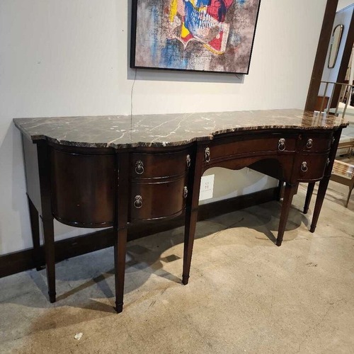 Used Traditional Marble Top Serpentine 5-Drawer Buffet for sale on AptDeco