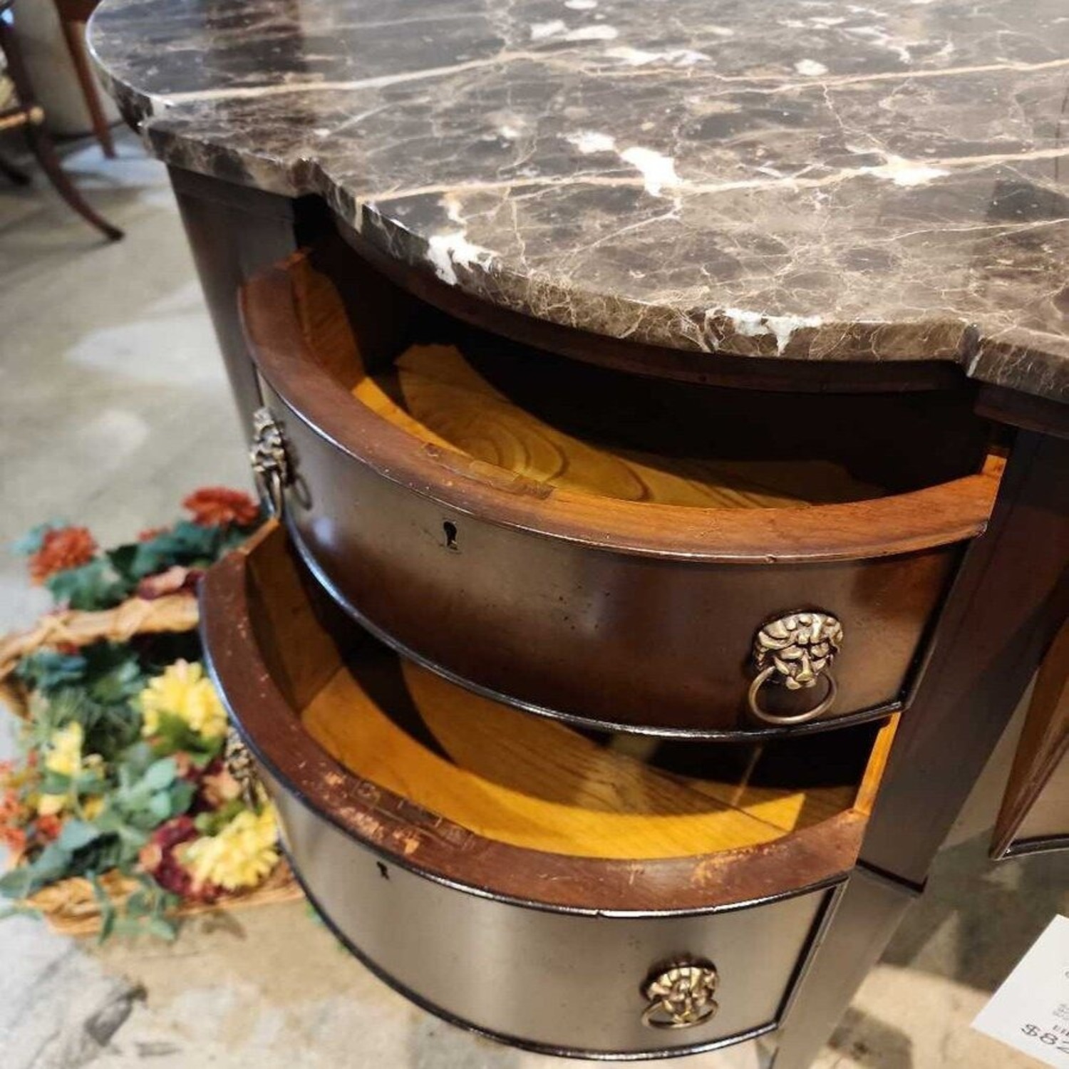 Traditional Marble Top Serpentine 5-Drawer Buffet - image-4