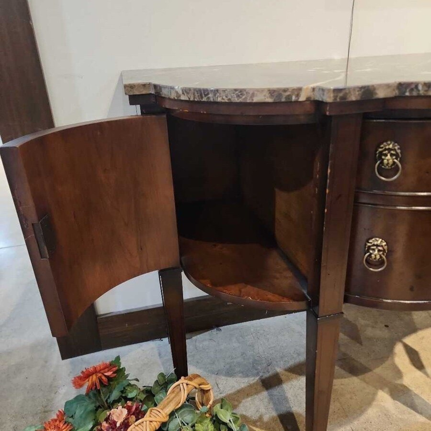 Traditional Marble Top Serpentine 5-Drawer Buffet - image-9