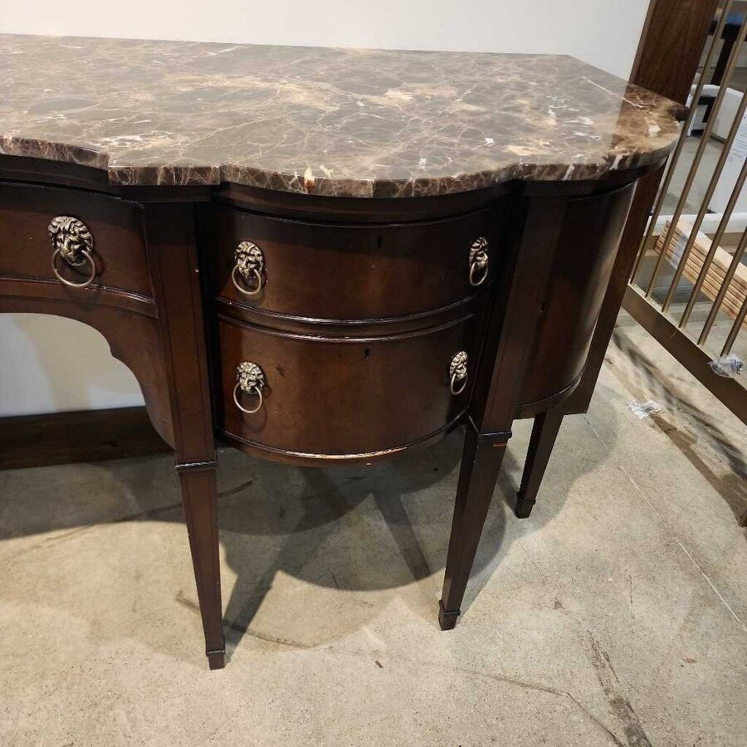Traditional Marble Top Serpentine 5-Drawer Buffet - image-2