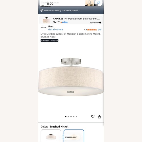 Used Livex Lighting 52135-91 Meridian 3-Light Ceiling Mount for sale on AptDeco