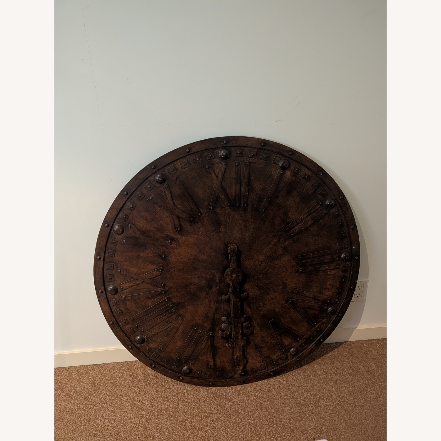 Arhaus Large Round Brown Hanging Wall Clock - image-2