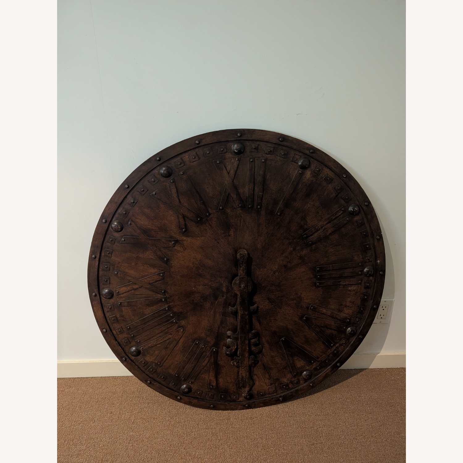Arhaus Large Round Brown Hanging Wall Clock - image-3
