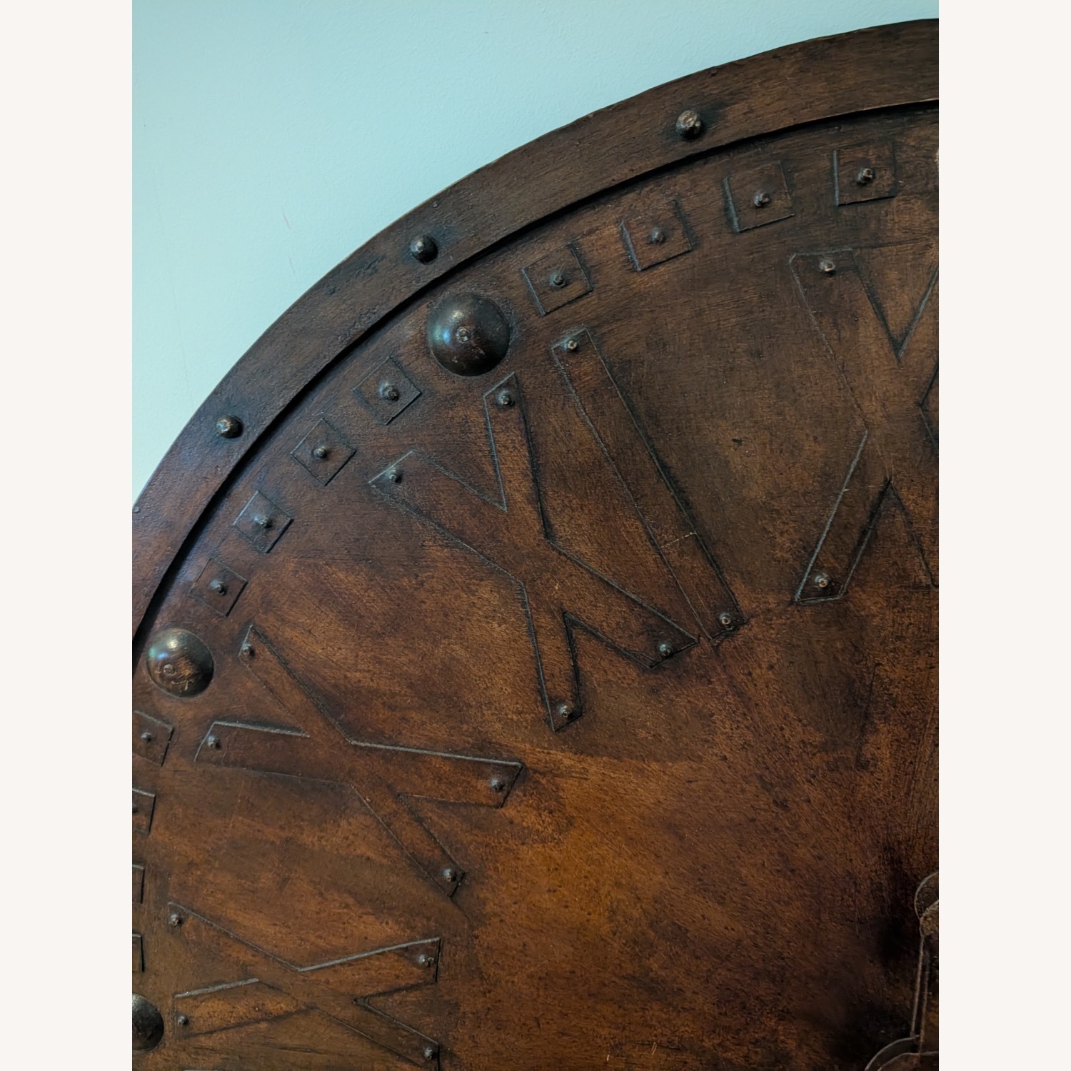 Arhaus Large Round Brown Hanging Wall Clock - image-4