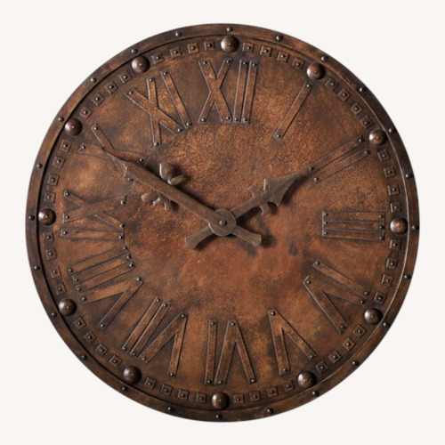 Used Arhaus Large Round Brown Hanging Wall Clock for sale on AptDeco