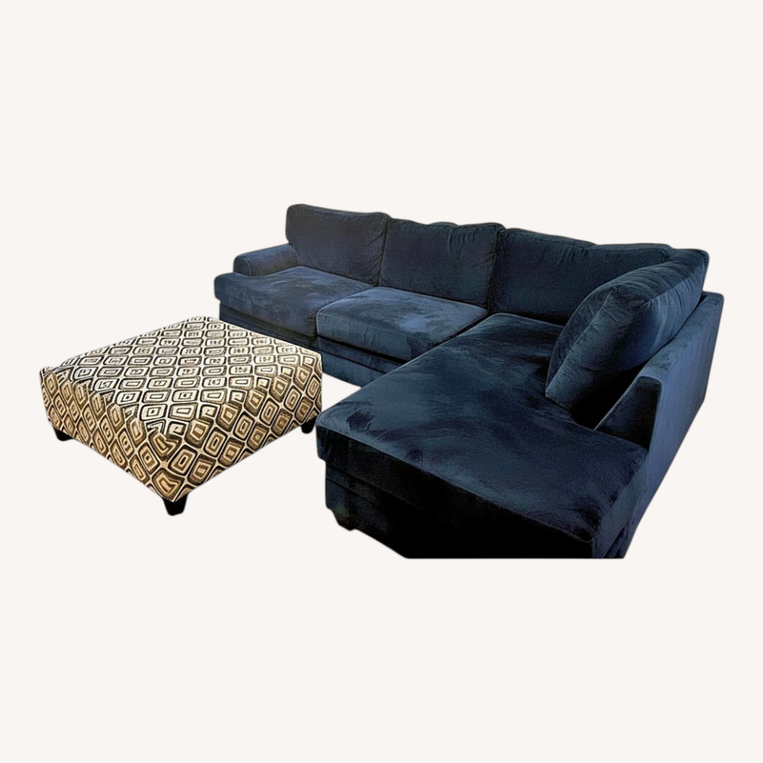 Blue Fabric 2 Piece Sectional - image-0