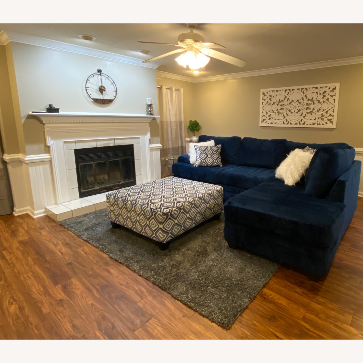 Blue Fabric 2 Piece Sectional - image-3