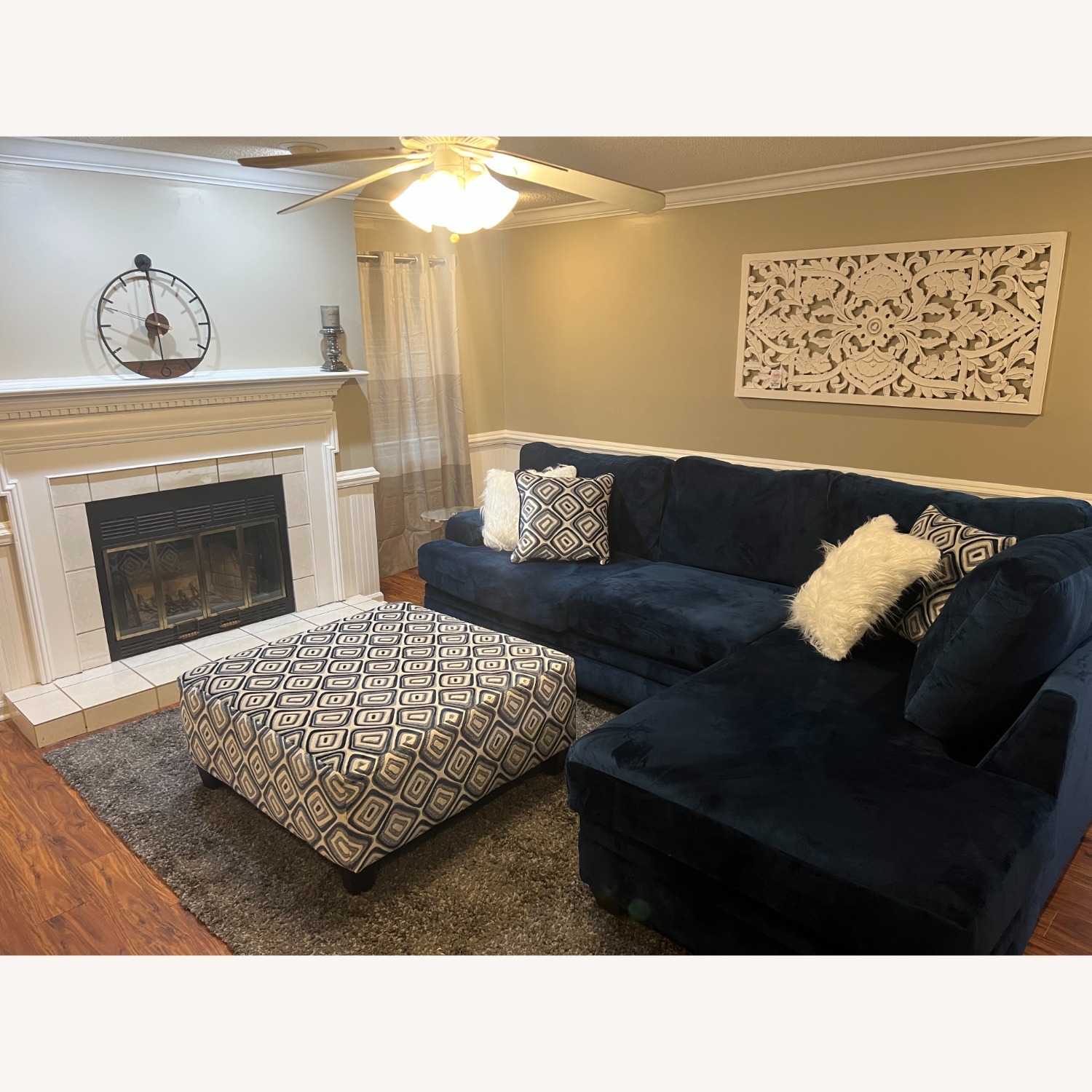 Blue Fabric 2 Piece Sectional - image-2