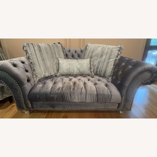 Used Vie Boutique Victorian Silver Loveseat for sale on AptDeco