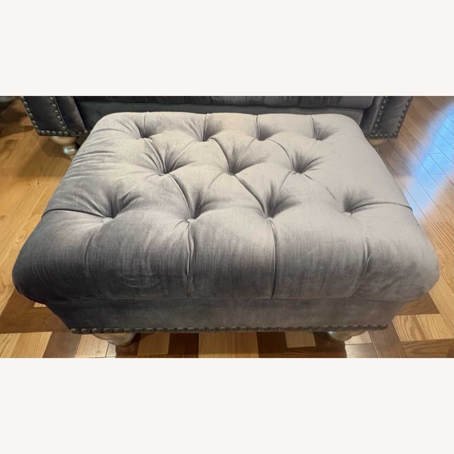 Vie Boutique Victorian Silver Ottomans - image-1