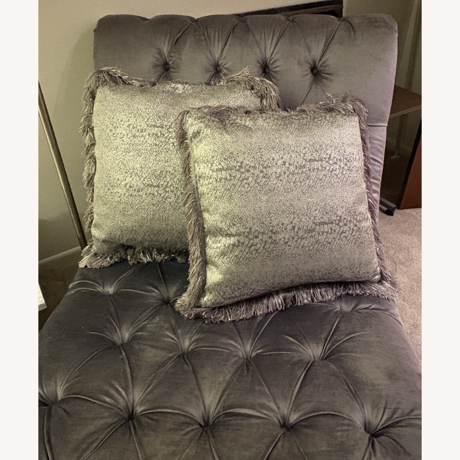 Vie Boutique Victorian Silver Velvet Chaise Lounge - image-1