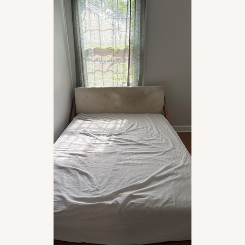 Used CB2 Drommen Acacia Wood Full Size bed for sale on AptDeco