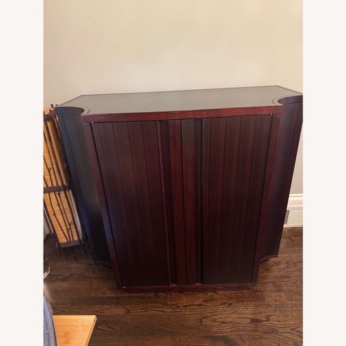 Used Crate & Barrel Solid Wood Bar Cabinet for sale on AptDeco
