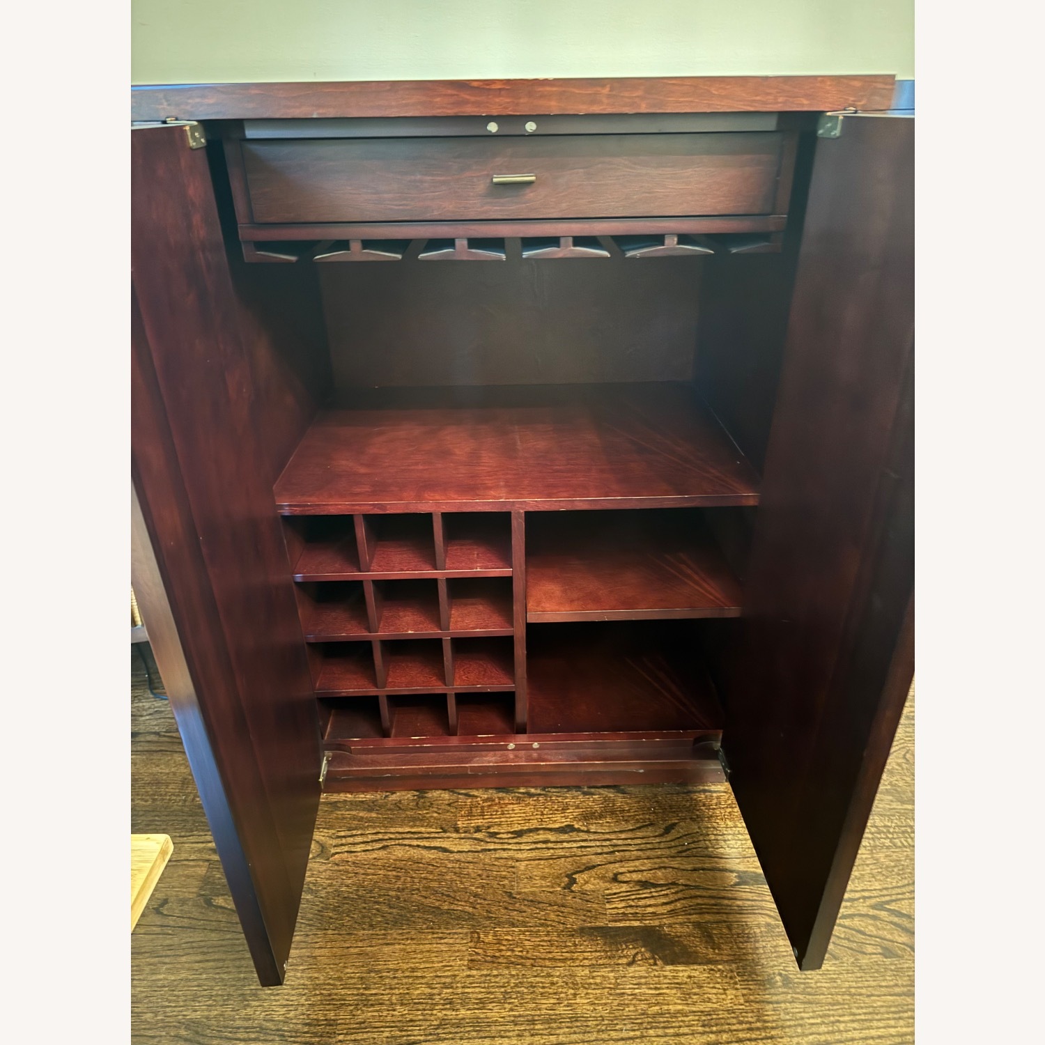 Crate & Barrel Solid Wood Bar Cabinet - image-5