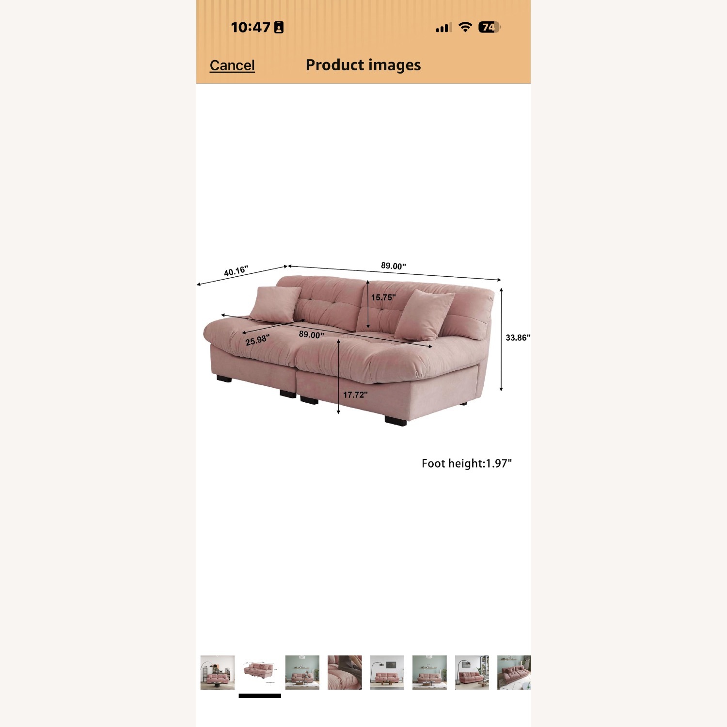 89" Oversized Deep Sectional Couch - image-6