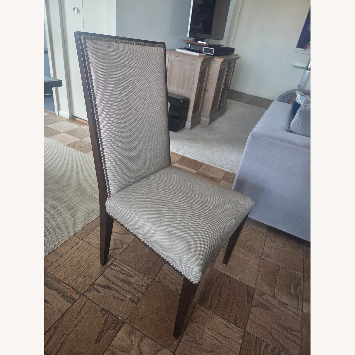 Light Brown Fabric Dining Chair - image-3