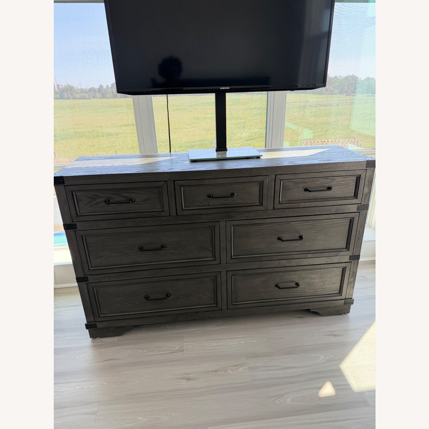 Dark Gray Wood Dresser - image-1