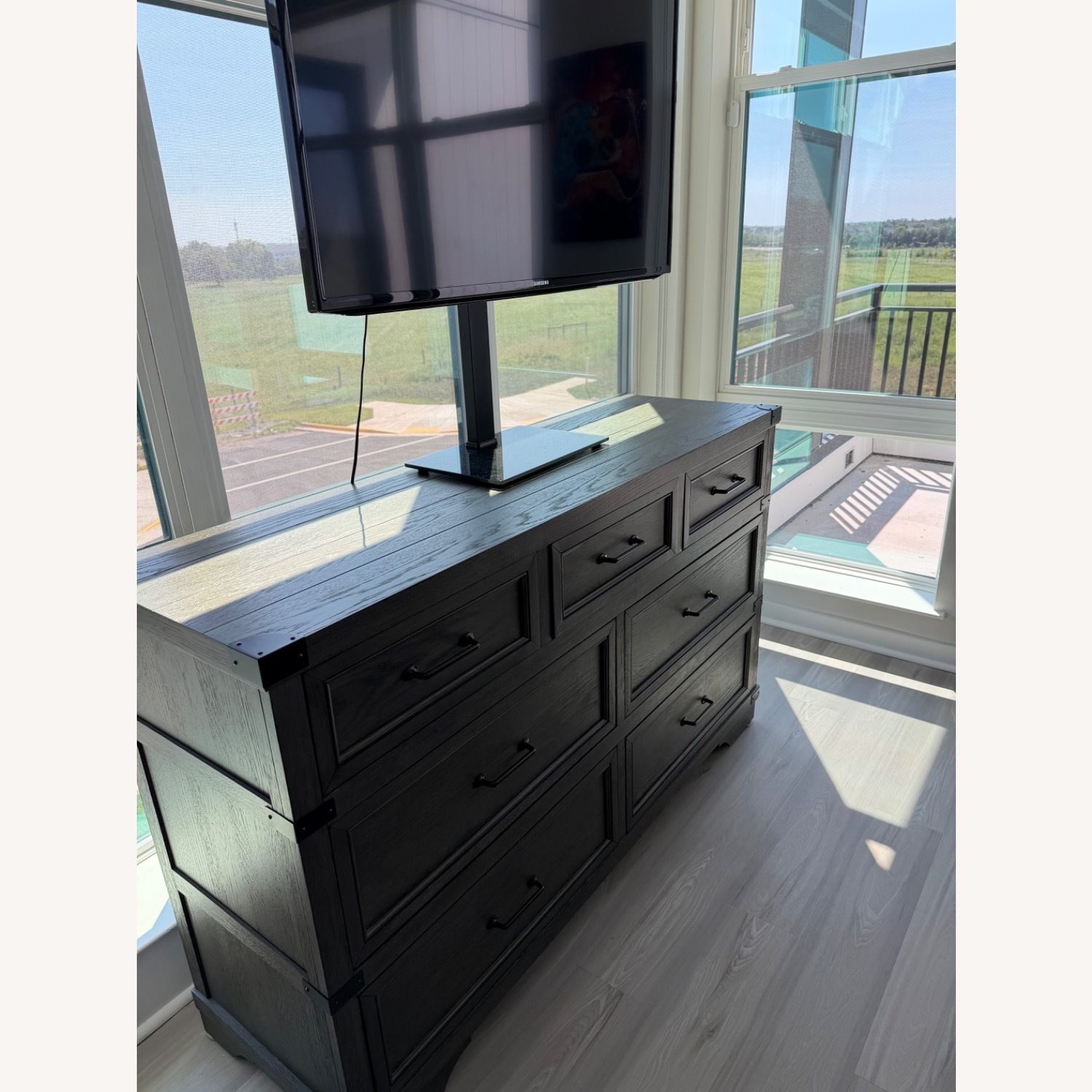 Dark Gray Wood Dresser - image-5