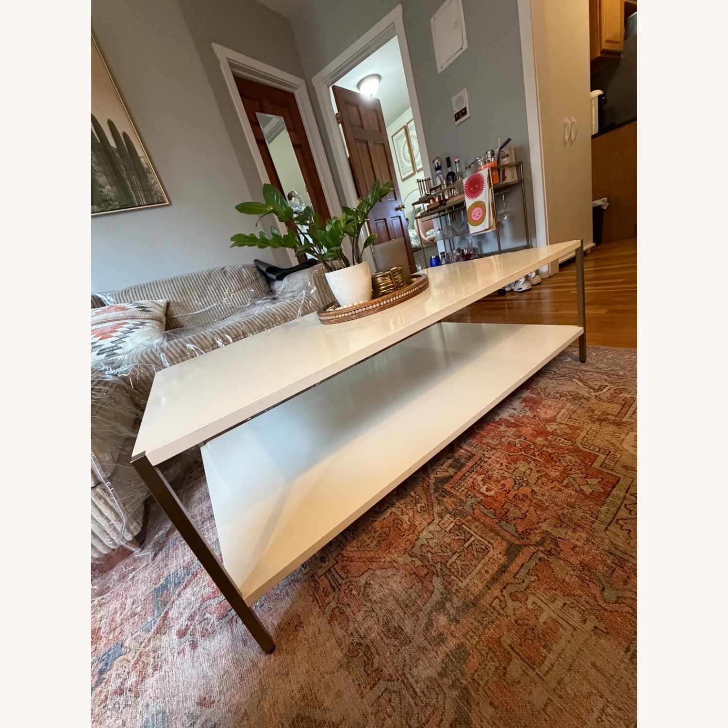 West Elm Zane White Lacquer Coffee Table - image-2