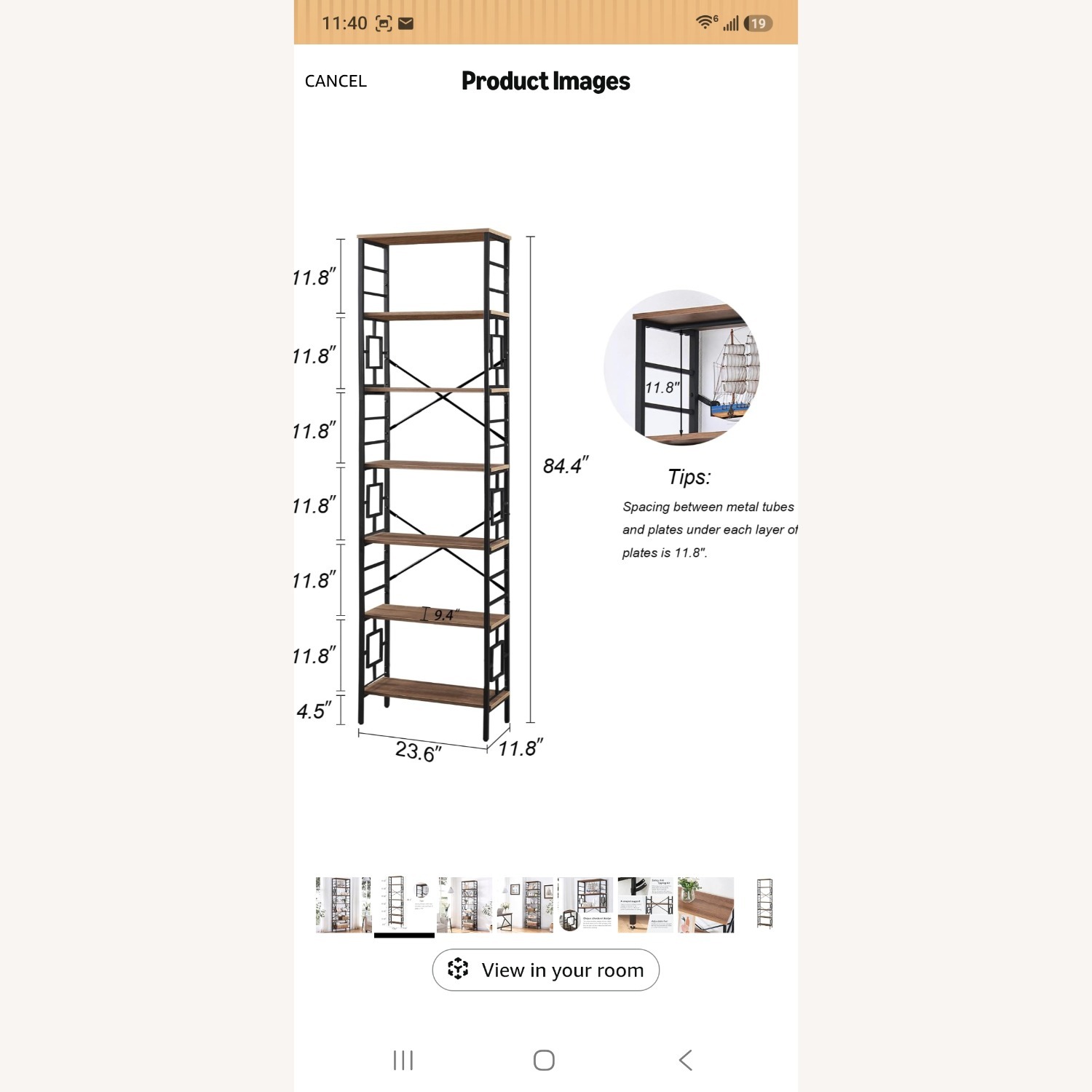 HOMISSUE Tall 84 Inch Industrial Bookshelf - image-2