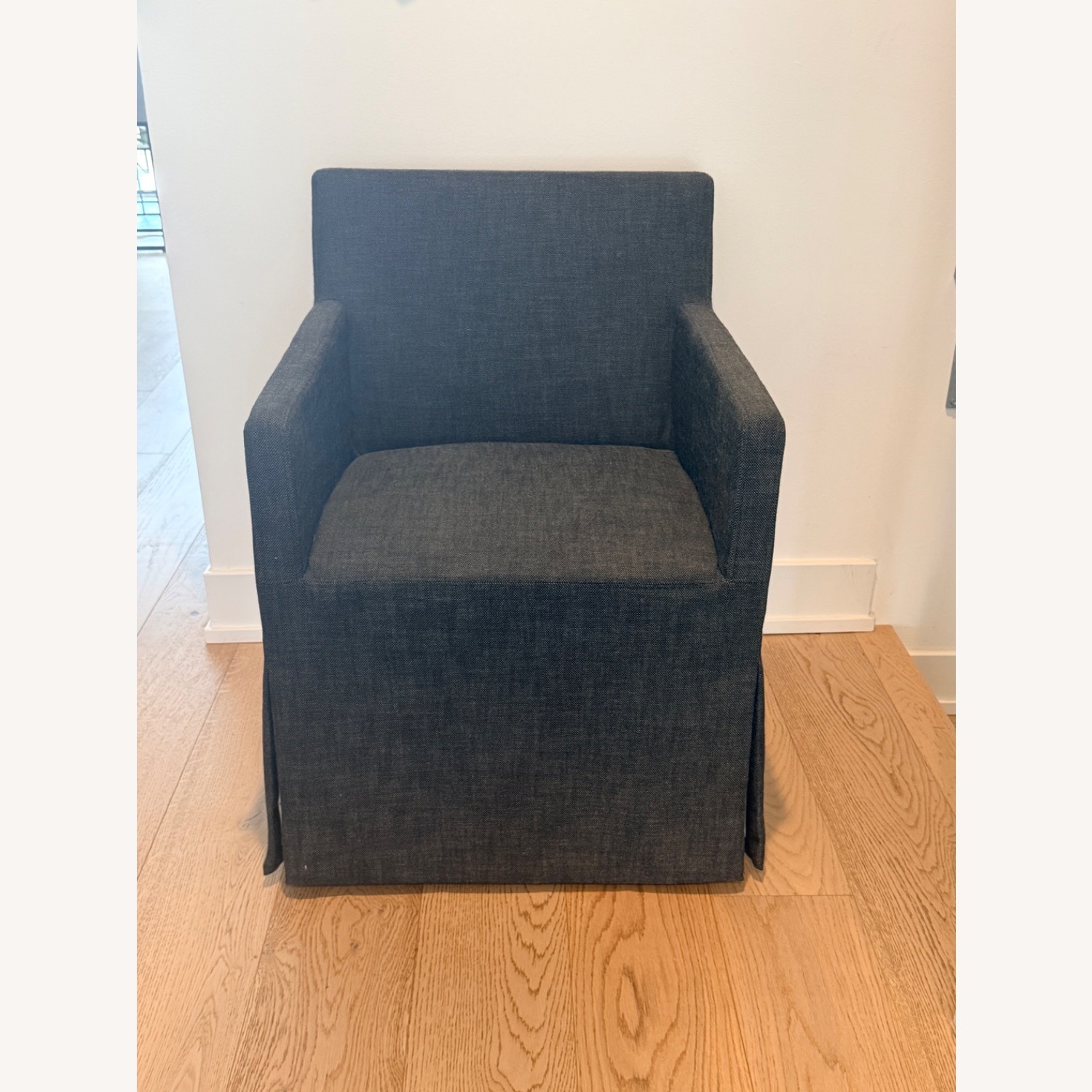 Pair of Restoration Hardware Ellison Track Arm Skirted Dining Chairs - image-2
