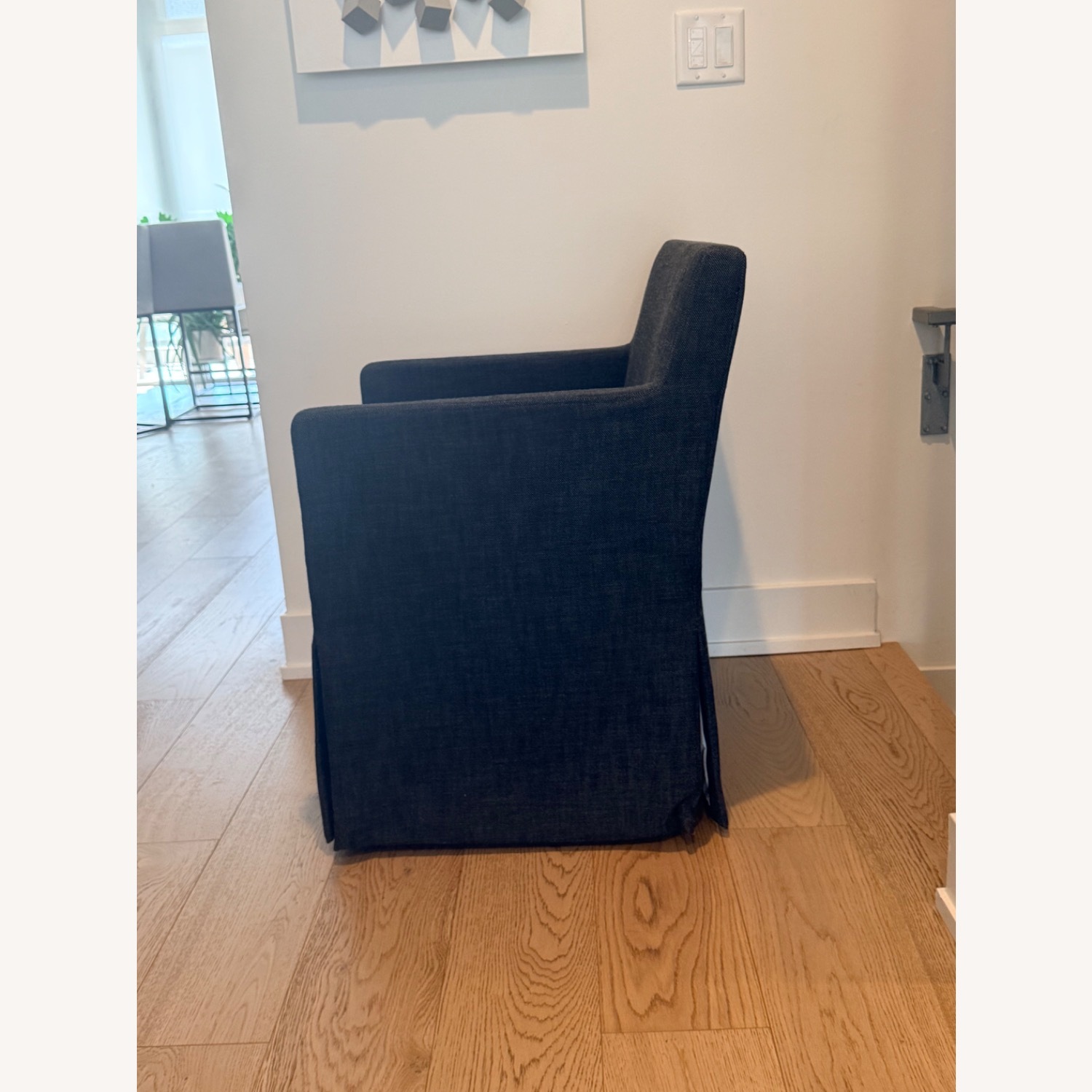 Pair of Restoration Hardware Ellison Track Arm Skirted Dining Chairs - image-3