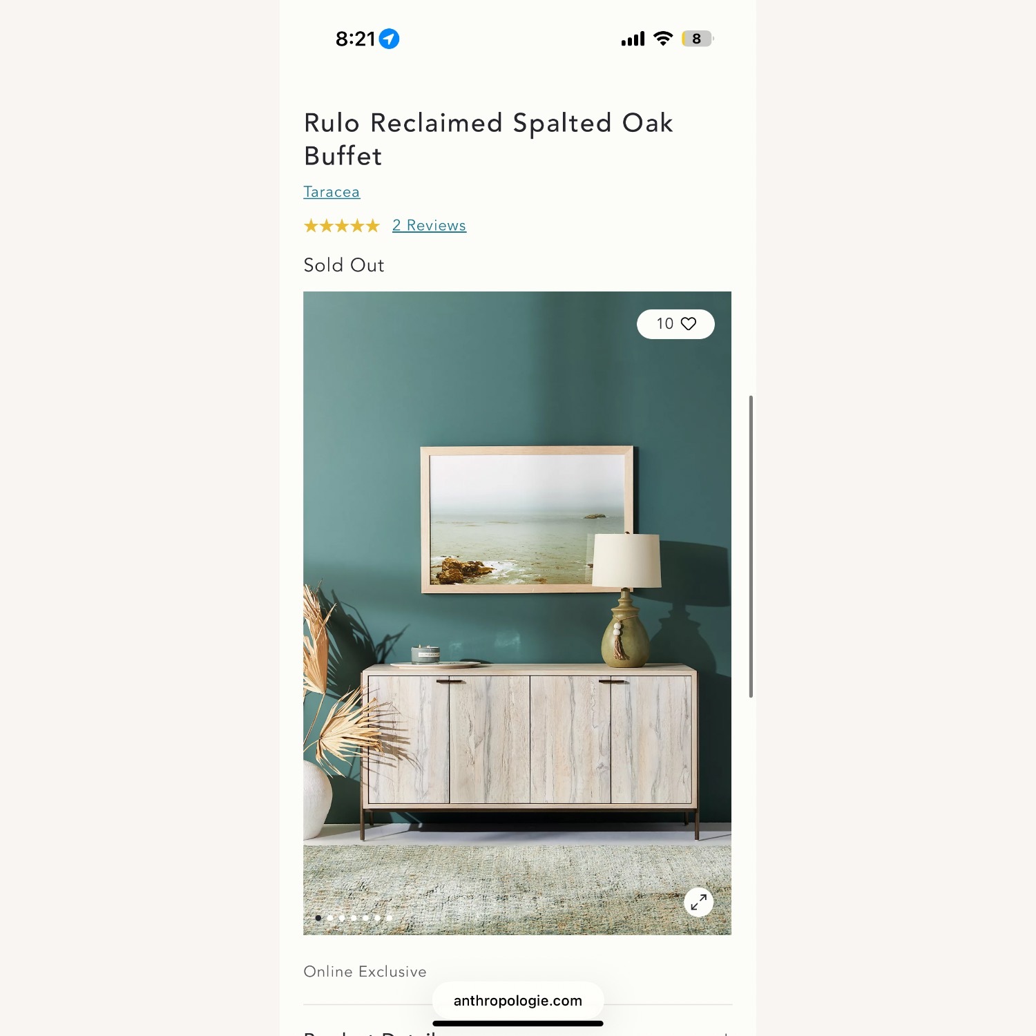 Anthropologie Rulo Reclaimed Spalted Oak Buffet - image-5