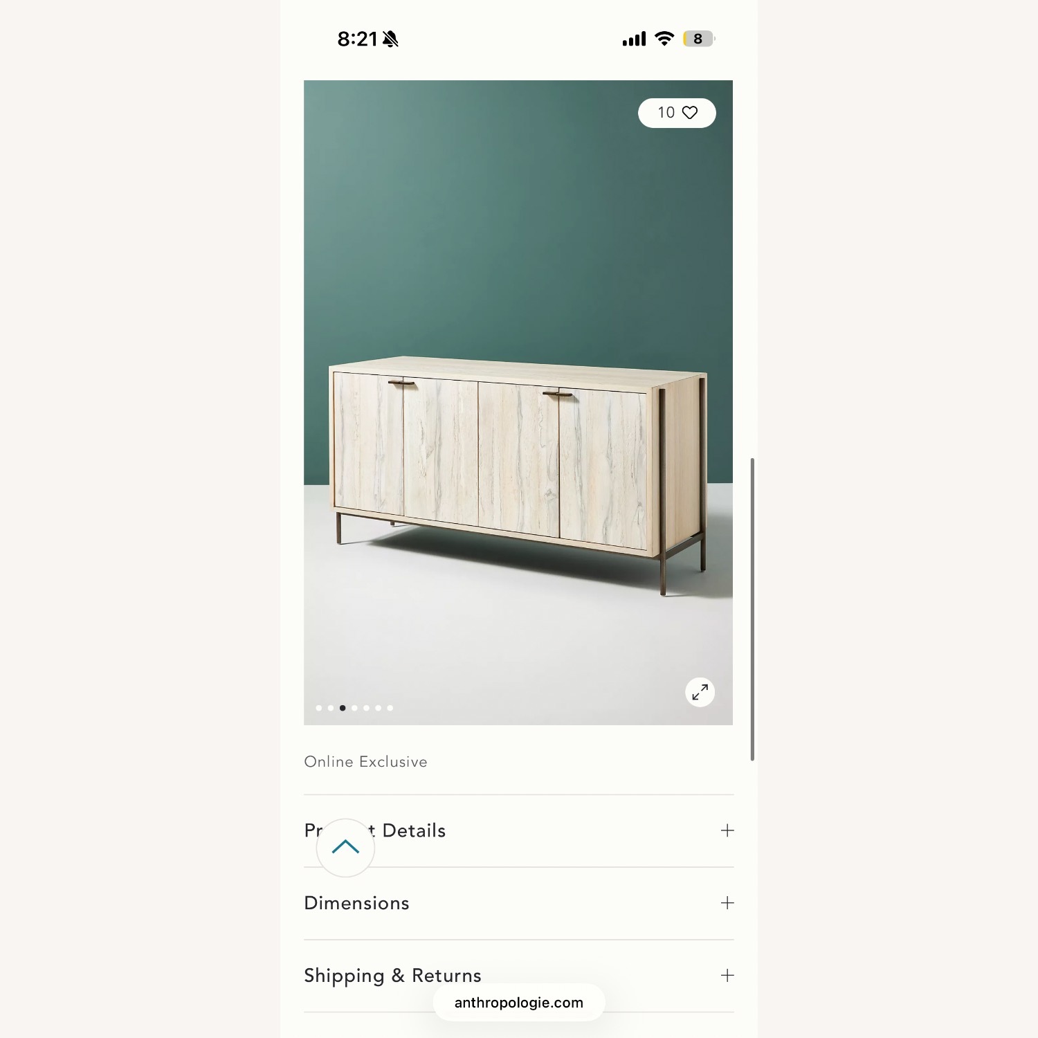 Anthropologie Rulo Reclaimed Spalted Oak Buffet - image-1
